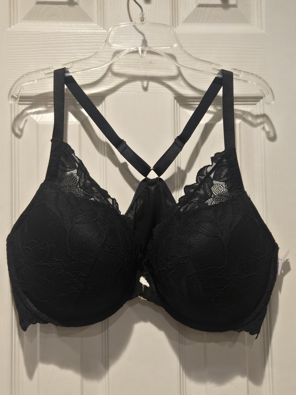 Auden Women's "The Radiant" 42D Black Plunge Racerback Push-Up Bra Underwire